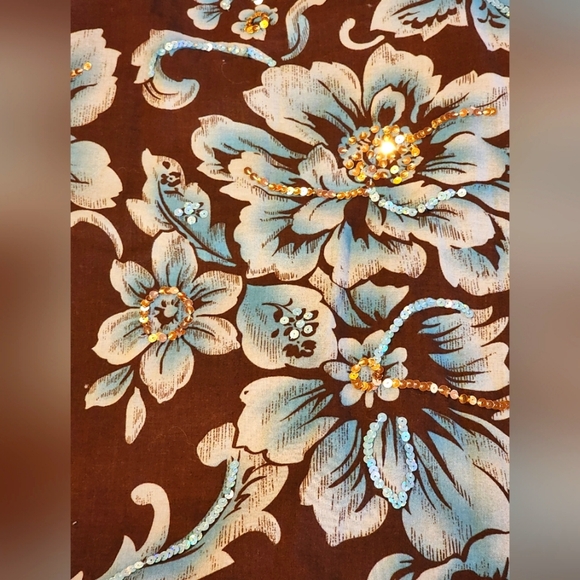 Coldwater Creek Brown Blue Floral A-Line Midi Skirt Size 12 NWT Boho Chic - Picture 11 of 11